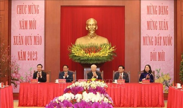 Party General Secretary meets Party, State leaders, former leaders ahead of Tet